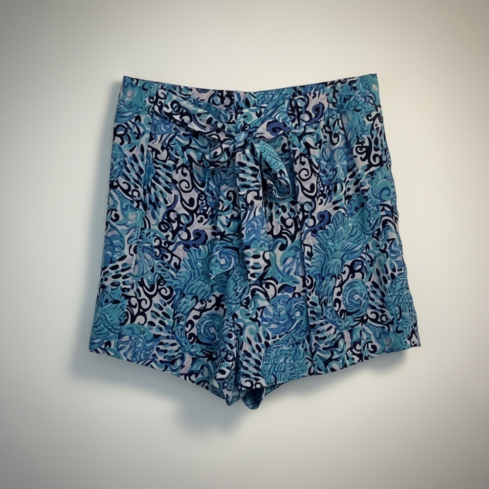 Lilly Pulitzer Mylee Tie Front Shorts in Aqua Spritz Size 12